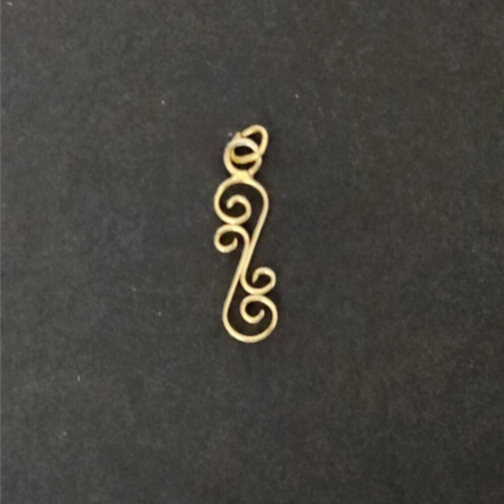 RARE Double S Swirl Gold Fill Pendant Charm Estate Twist 7/8" x 1/4" Ant Vintage